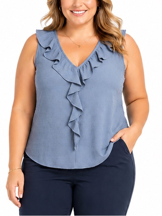 LC Lauren Conrad Tops - LC Lauren Conrad Swiss Dot Ruffle Sleeveless Top Size XL